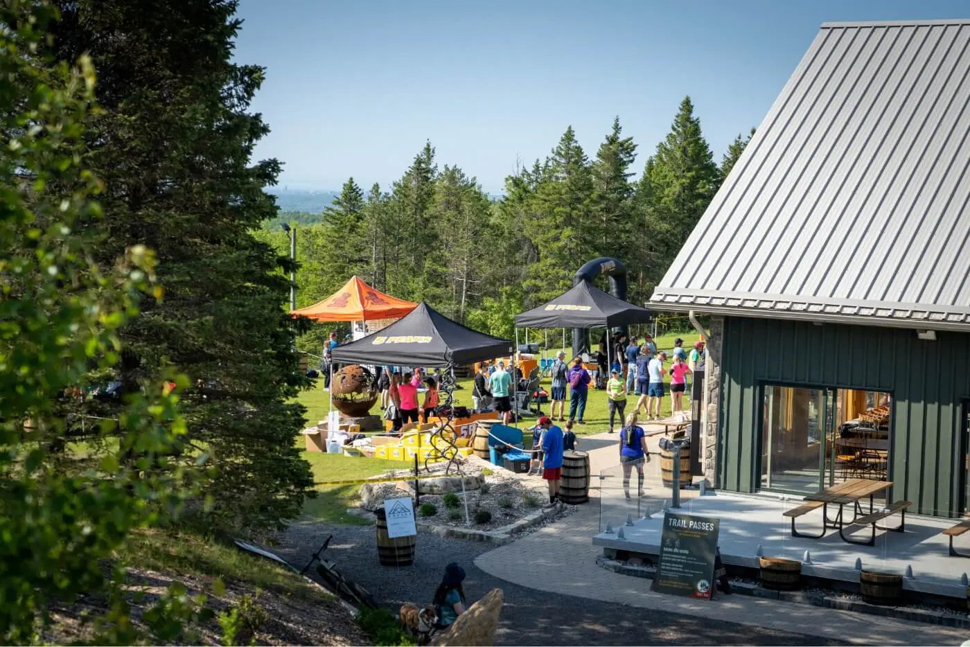 Pavilion tents outside of trailhub lodge