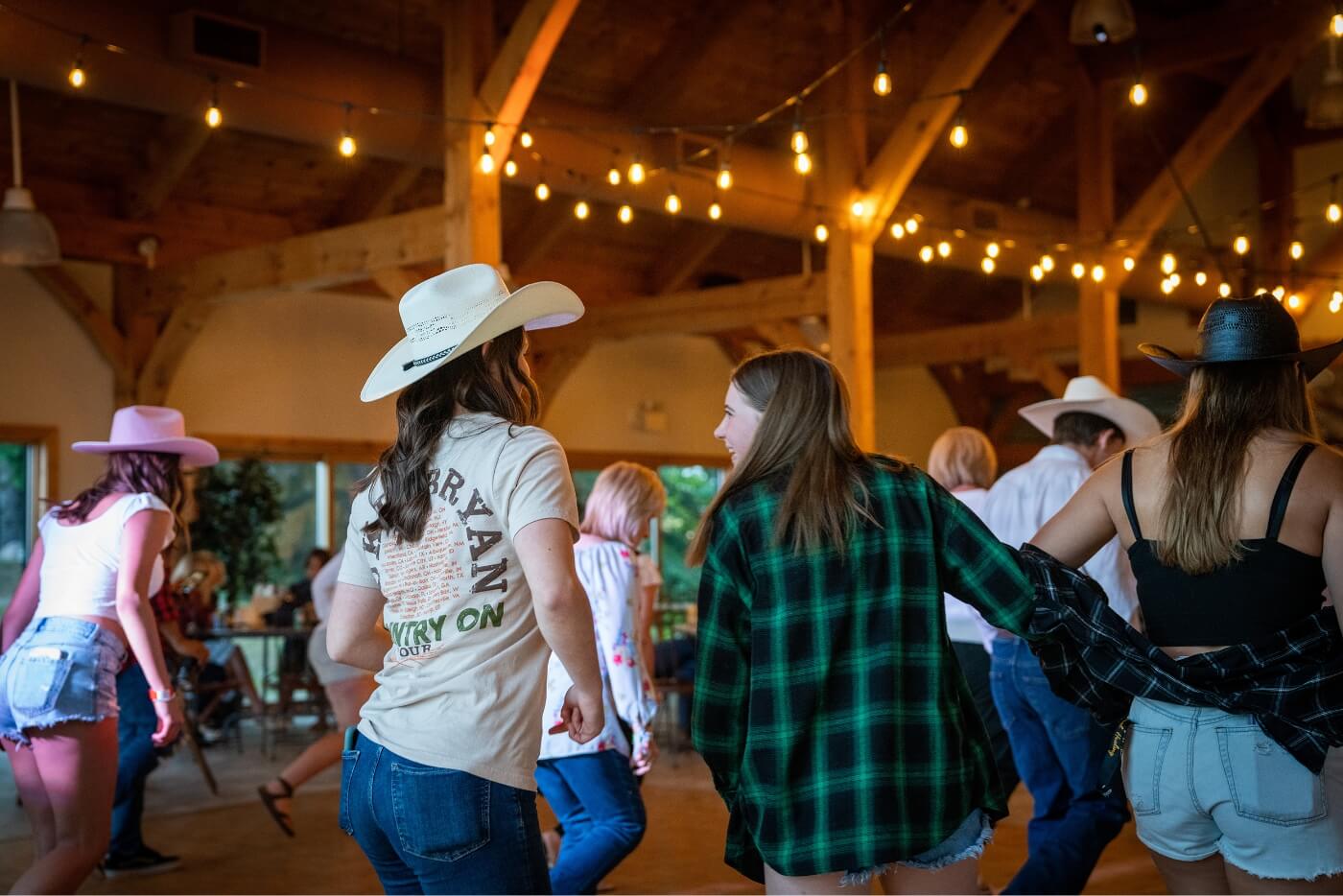 Women line dancing